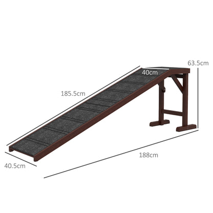 Pet Ramp for Dogs with Non-Slip Carpet and Top Platform - Brown & Grey