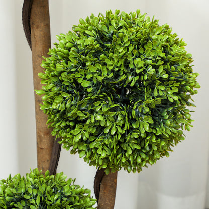 Decorative Artificial Trees Boxwood Ball Topiary Trees Set of 2 in Pot, Fake Plants for Home Indoor Outdoor Decor