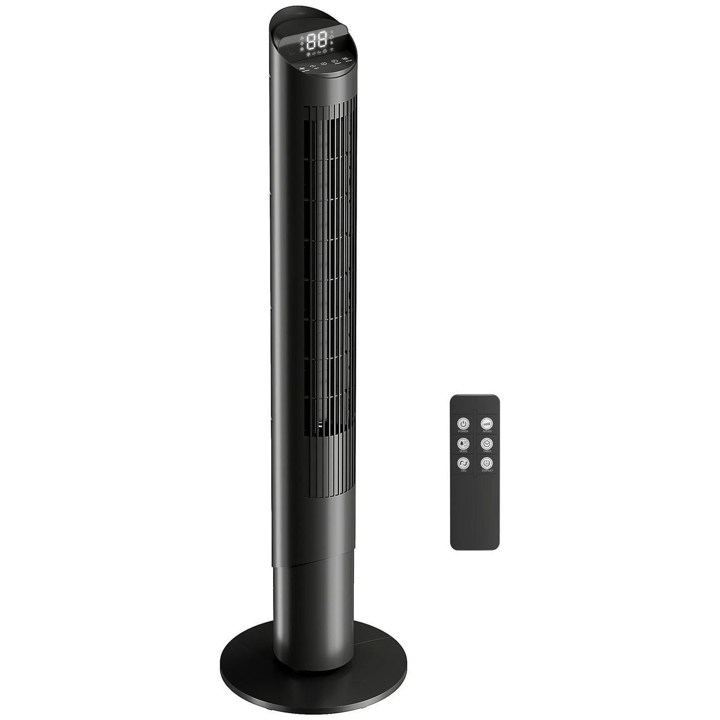Tower Fan with WiFi App Control Standing Floor Cooling Fan Remote Control 101.8 cm Black