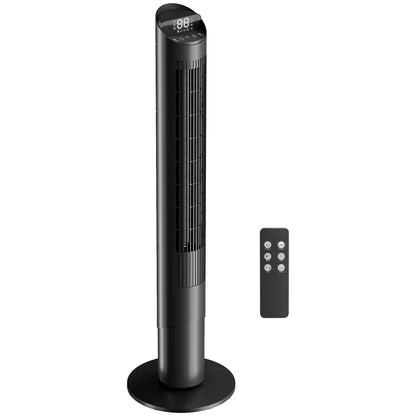 Tower Fan with WiFi App Control Standing Floor Cooling Fan Remote Control 101.8 cm Black