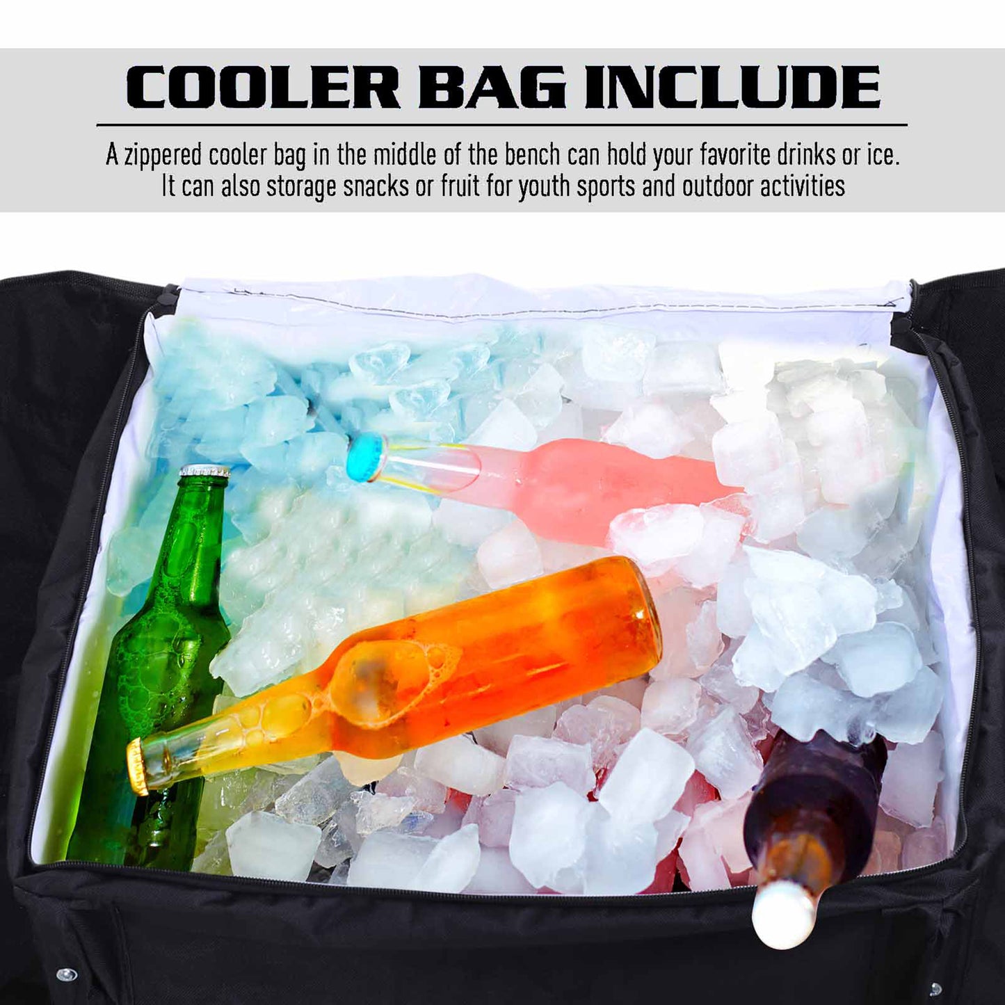 6 Seat Folding Sports Bench Portable Sports Team Bench Spectator Chair with Cooler Bag and Carrying Bag for Outdoor Picnic Ca