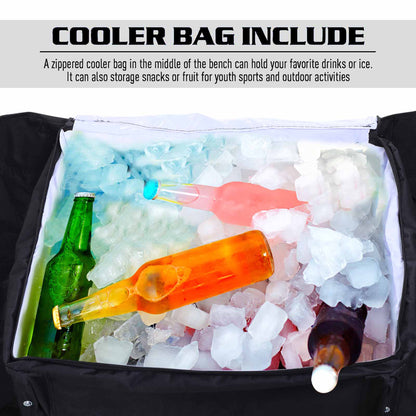 6 Seat Folding Sports Bench Portable Sports Team Bench Spectator Chair with Cooler Bag and Carrying Bag for Outdoor Picnic Ca