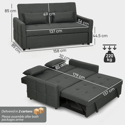 Three-Way Two-Seater Sofa Bed - Charcoal Grey