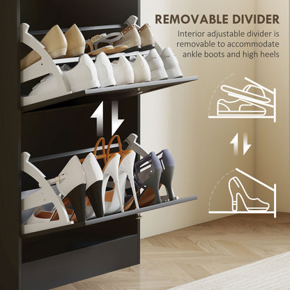 Modern Compact Three-Drawer Shoe Storage Cabinet - Black