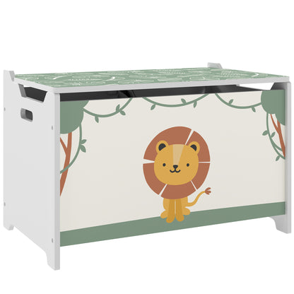 Toy Box with Lid, Safety Hinges and Groove Handles, Toy Storage organiser for Kids, Living Room, Playroom, Green