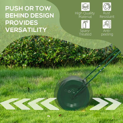 63 L Garden Lawn Roller with Water/Sand Filled Drum, Heavy Duty Steel Lawn Push Rolling Tool for Grass Seeding