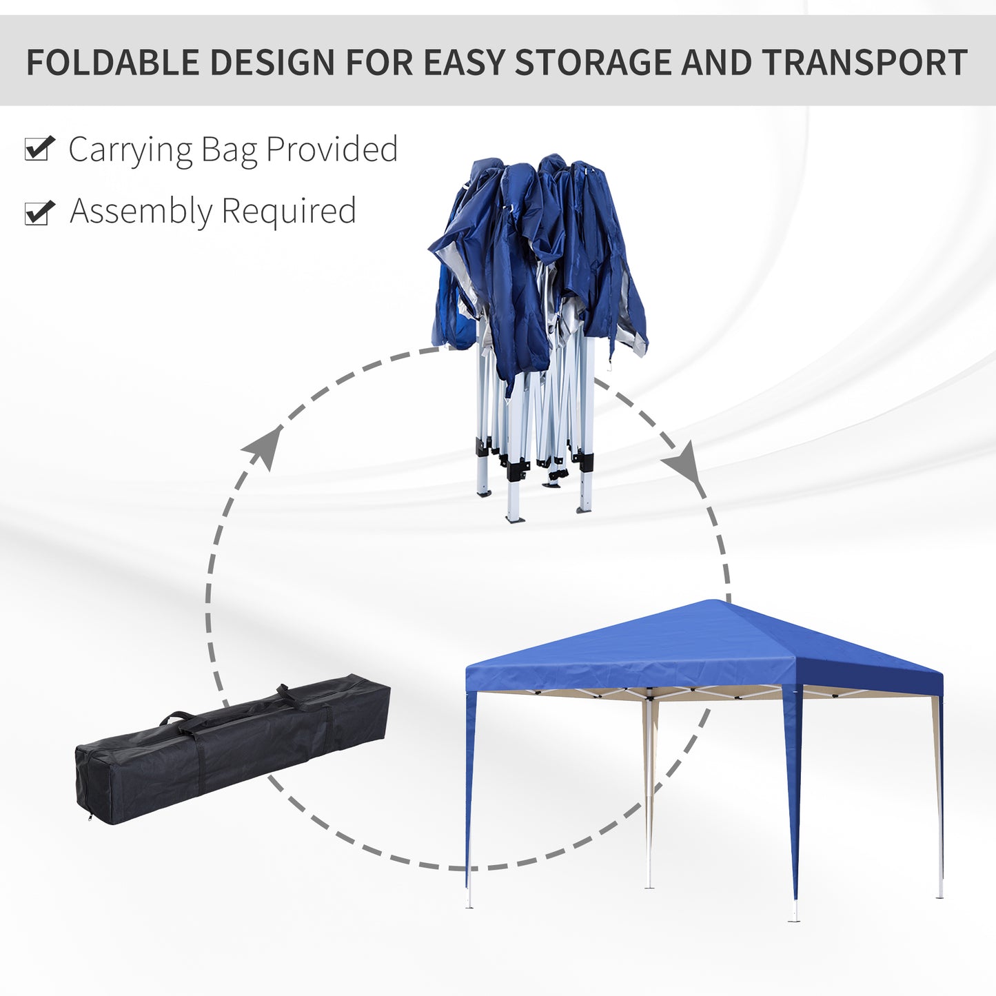 3 x 3M Garden Pop Up Gazebo Height Adjustable Marquee Party Tent Wedding Canopy with Carrying Bag, Blue