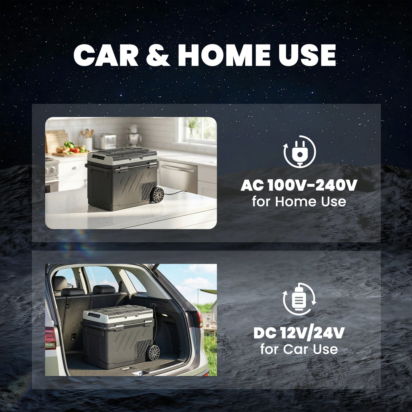 49L Compressor Car Fridge Freezer, Dual Zone Camping Refrigerator with App Control, Telescopic Handle, -20℃-20℃