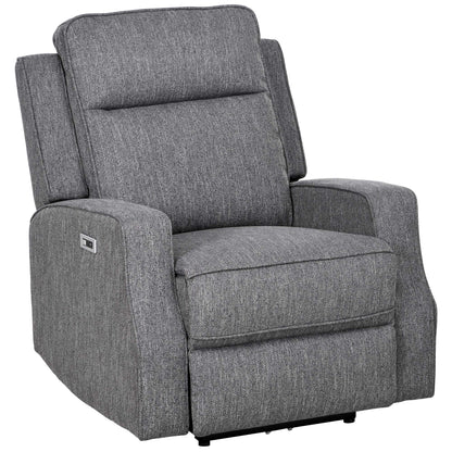 150° Electric Reclining Chair, with USB port and Footrest - Charcoal Grey