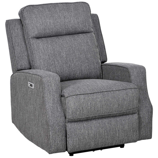 150° Electric Reclining Chair, with USB port and Footrest - Charcoal Grey