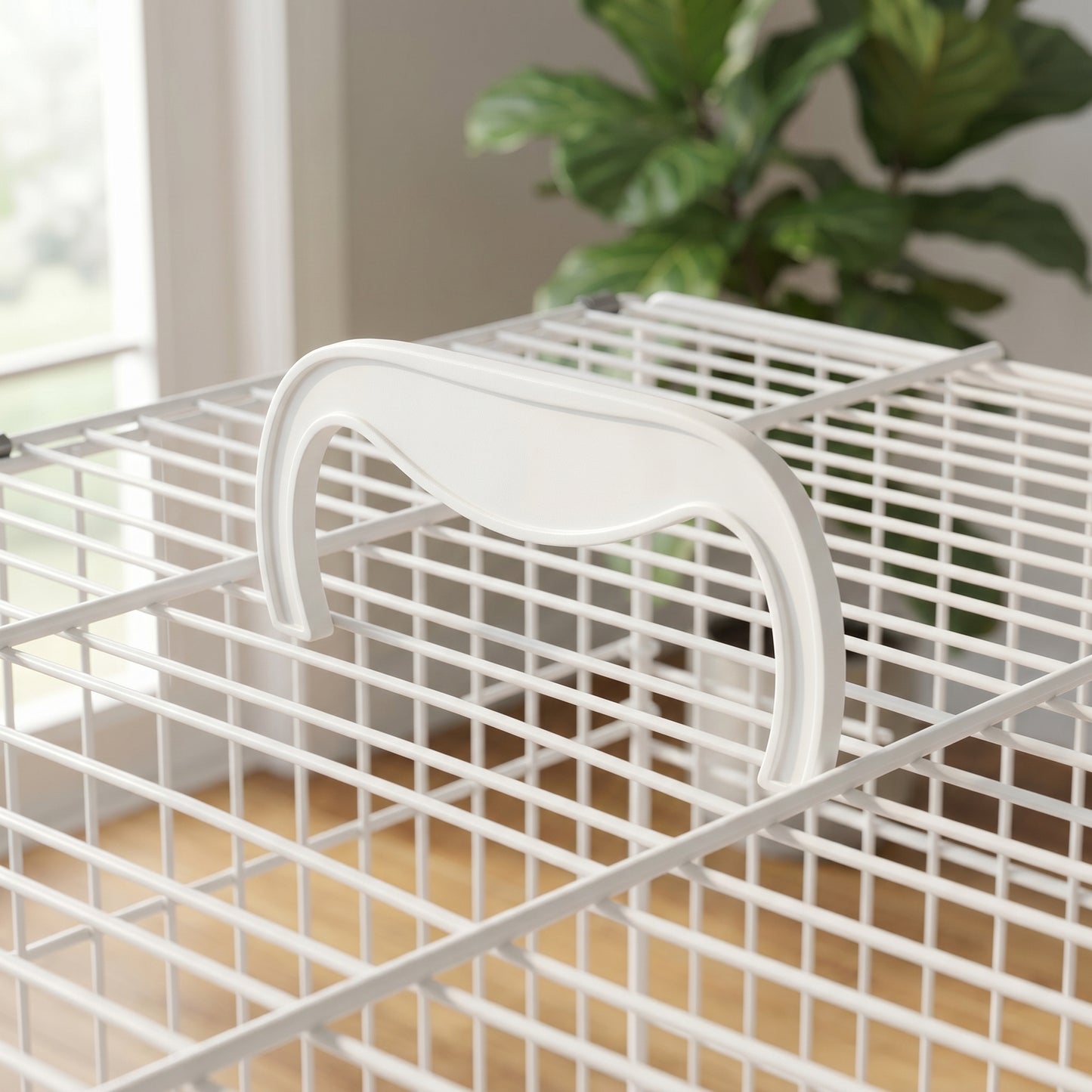 Bird Cage Foldable Portable Budgie Cage with Wooden Perch 2 Bowls for Travel 49 x 31 x 40 cm White