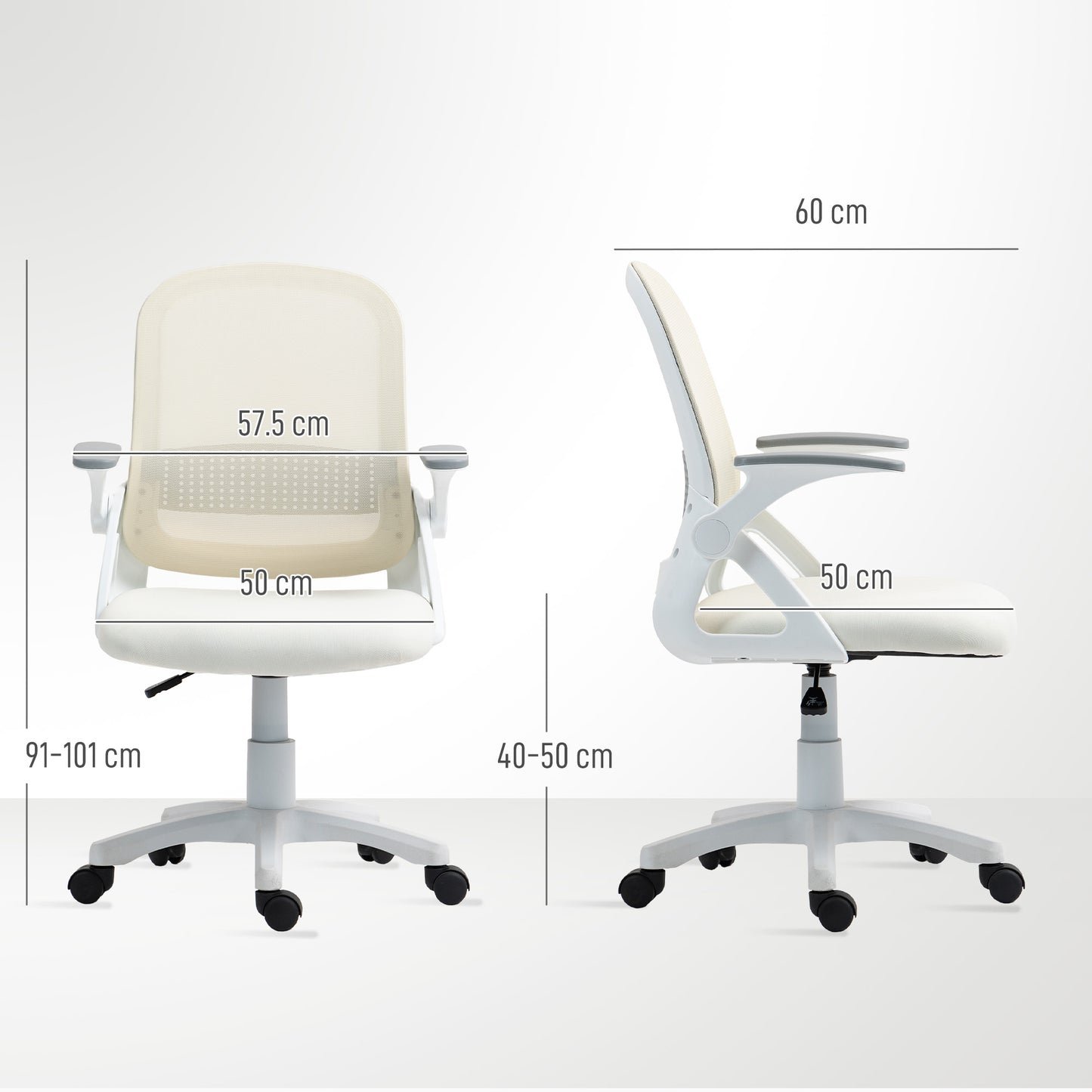 Breathable Mesh Office Chair, Ergonomic Swivel Computer Chair with Flip-up Armrests, Lumbar Back Support for Home/Office