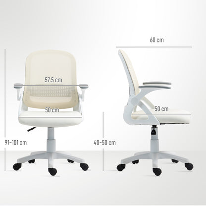 Breathable Mesh Office Chair, Ergonomic Swivel Computer Chair with Flip-up Armrests, Lumbar Back Support for Home/Office