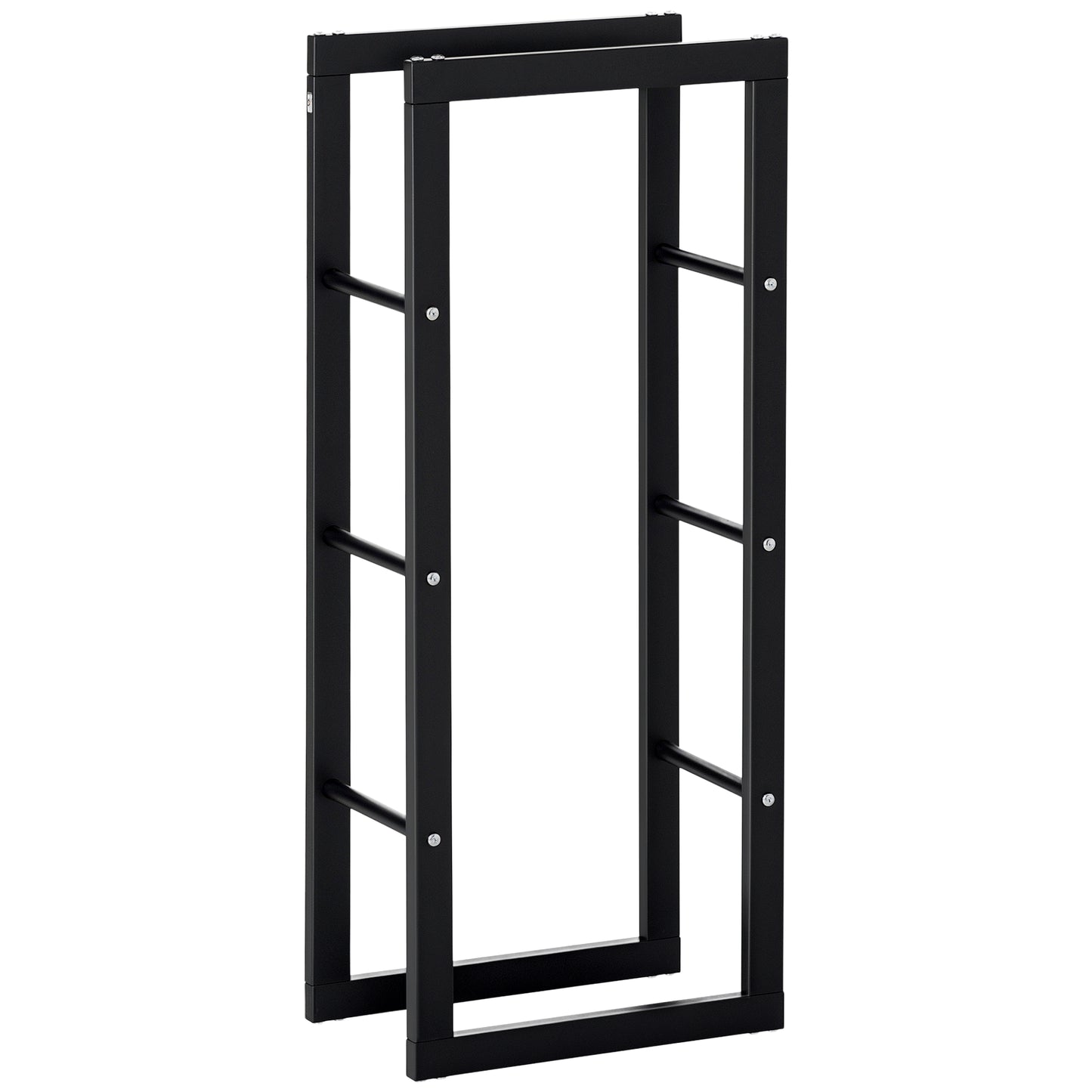 Metal Firewood Log Holder Tall Firewood Rack Indoor Outdoor Fireplace Wood Storage Shelf with Side Rails, Rust-Resistant