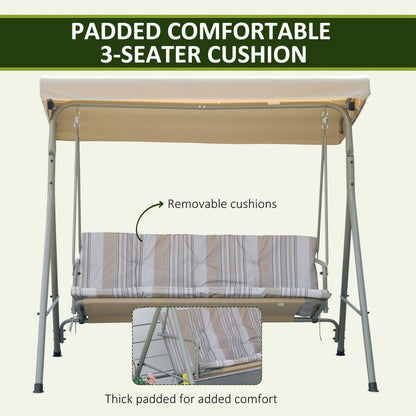 Three-Seater Garden Swing Seat - Light Brown