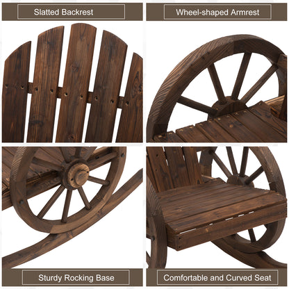 Wooden Adirondack Rocking Chair Reclining Armchair Garden Furniture Patio Porch Rocker - Carbonized Wood
