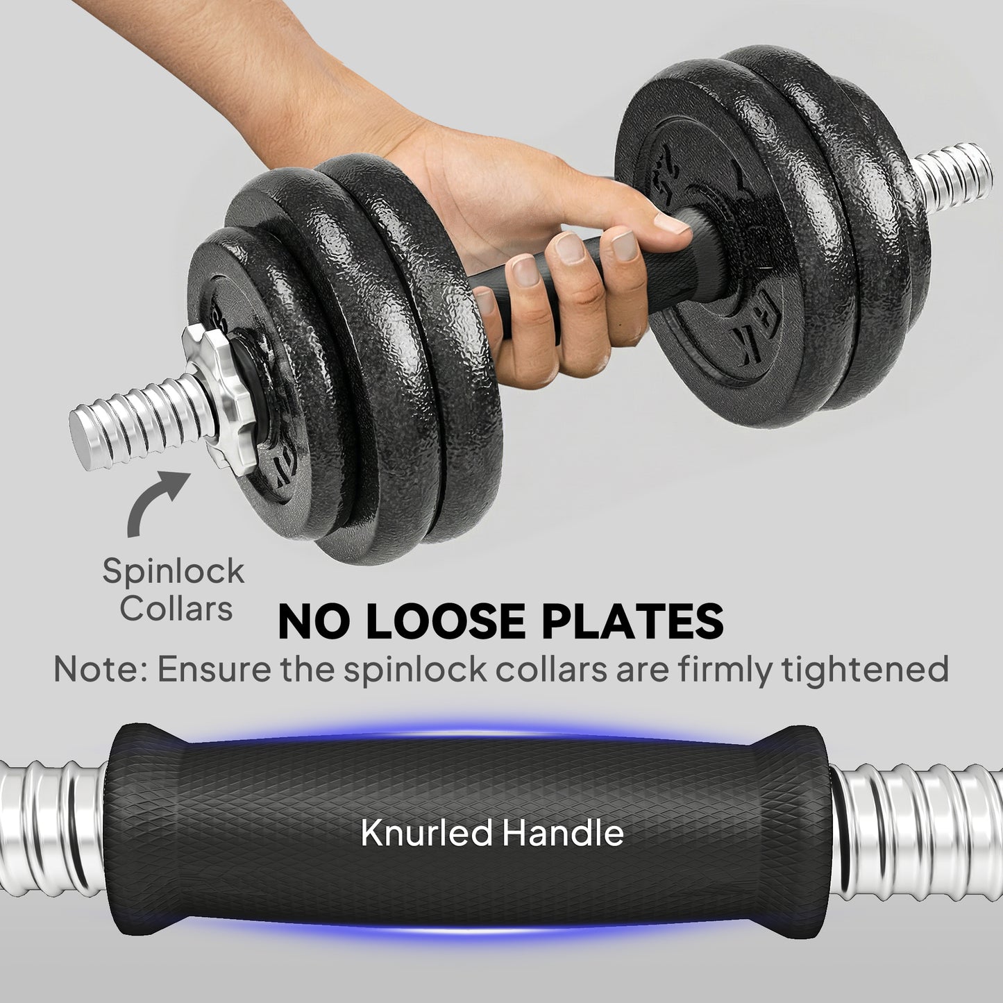 2-in-1 Adjustable Dumbbells Set, 30kg Cast Iron Weights Dumbbells Set with Non-Slip Grip for Strength Training