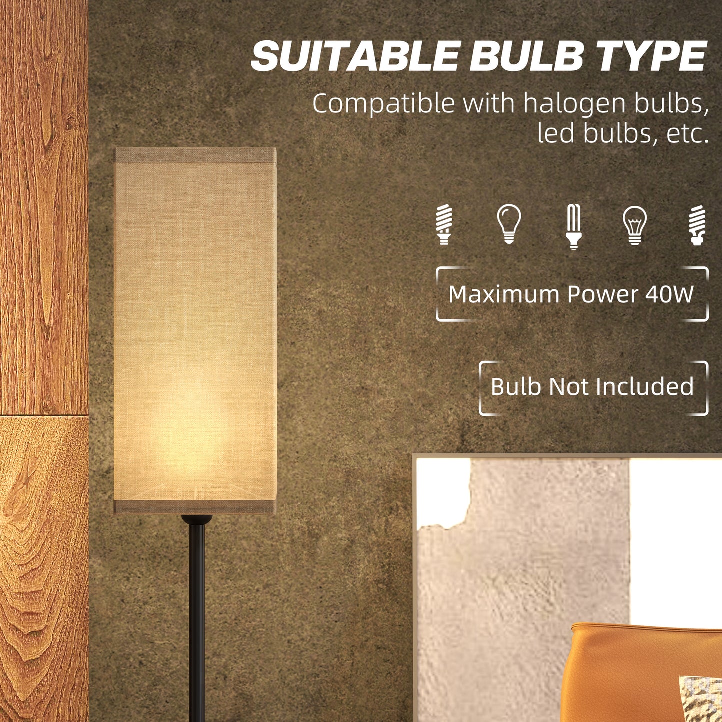 Floor Lamp, Modern Standing Lamp with Linen Shade, Tall Lamps for Living Room, Bedroom, with Foot Switch, Bulb not Included