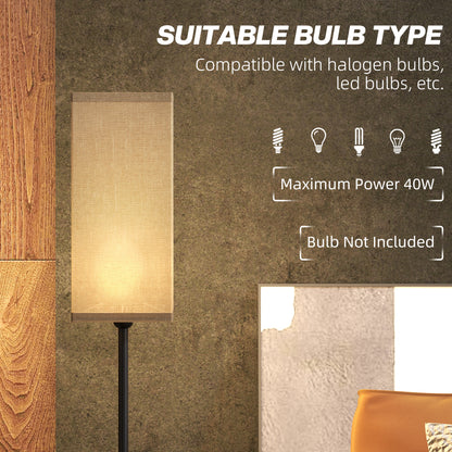 Floor Lamp, Modern Standing Lamp with Linen Shade, Tall Lamps for Living Room, Bedroom, with Foot Switch, Bulb not Included