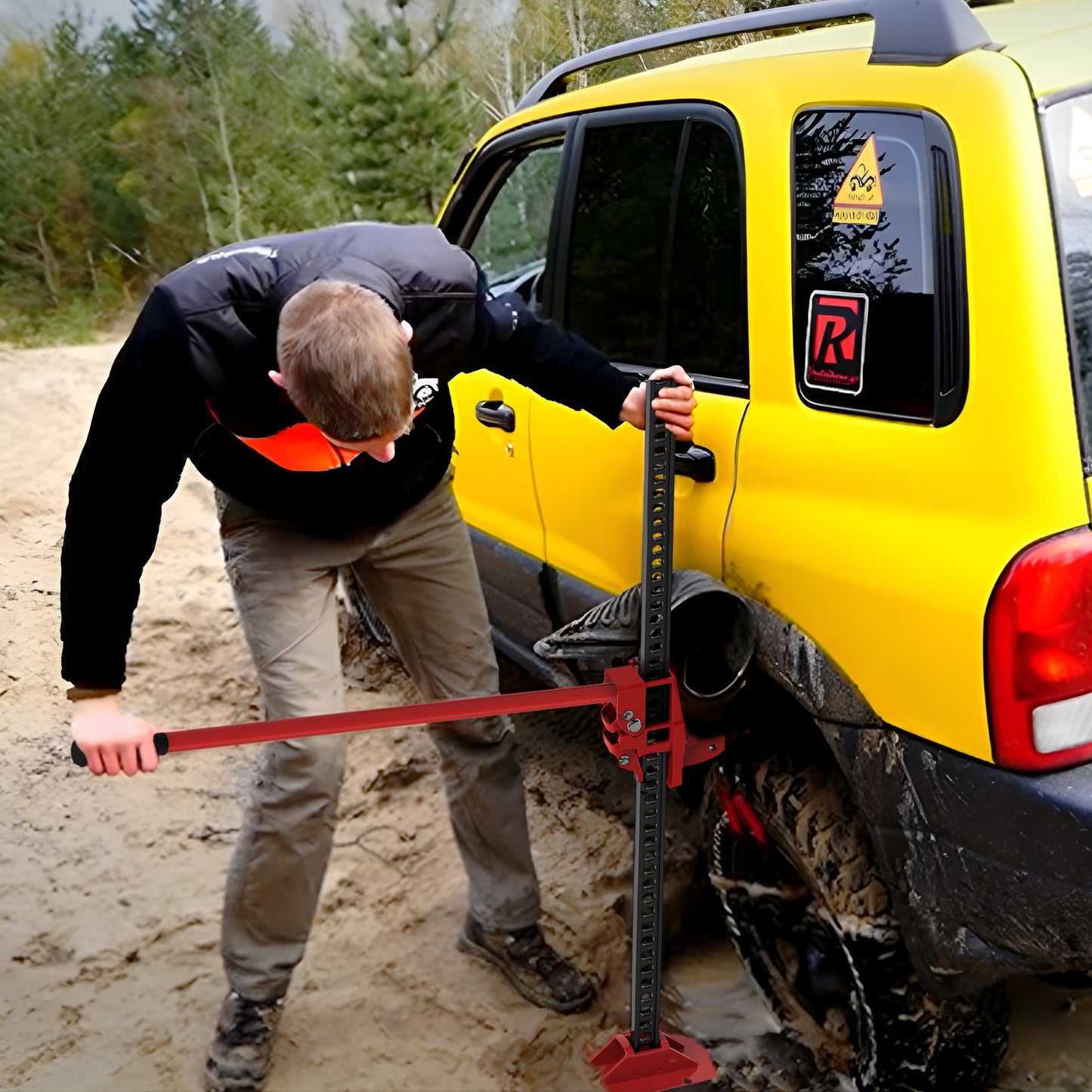 3 Tonne Farm Jack, 48" High Lift Jack for 4x4 Tractors Trucks Agricultural Lifting, Red