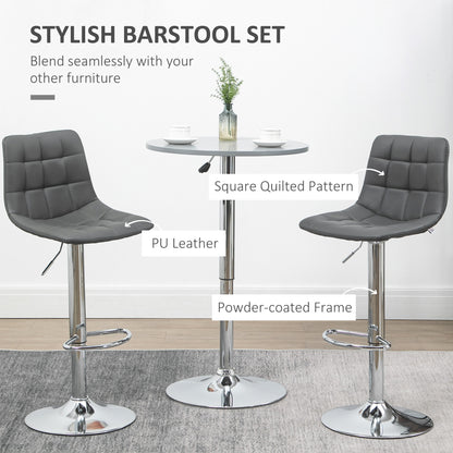 Adjustable Bar Stools Set of 2, Swivel PU Leather Upholstered Barstools with Tufted Seat and Back