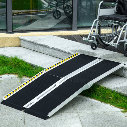 Wheelchair Ramp, 152L x 73Wcm, 272KG Capacity, Folding Aluminium Threshold Ramp with Non-Skid Surface
