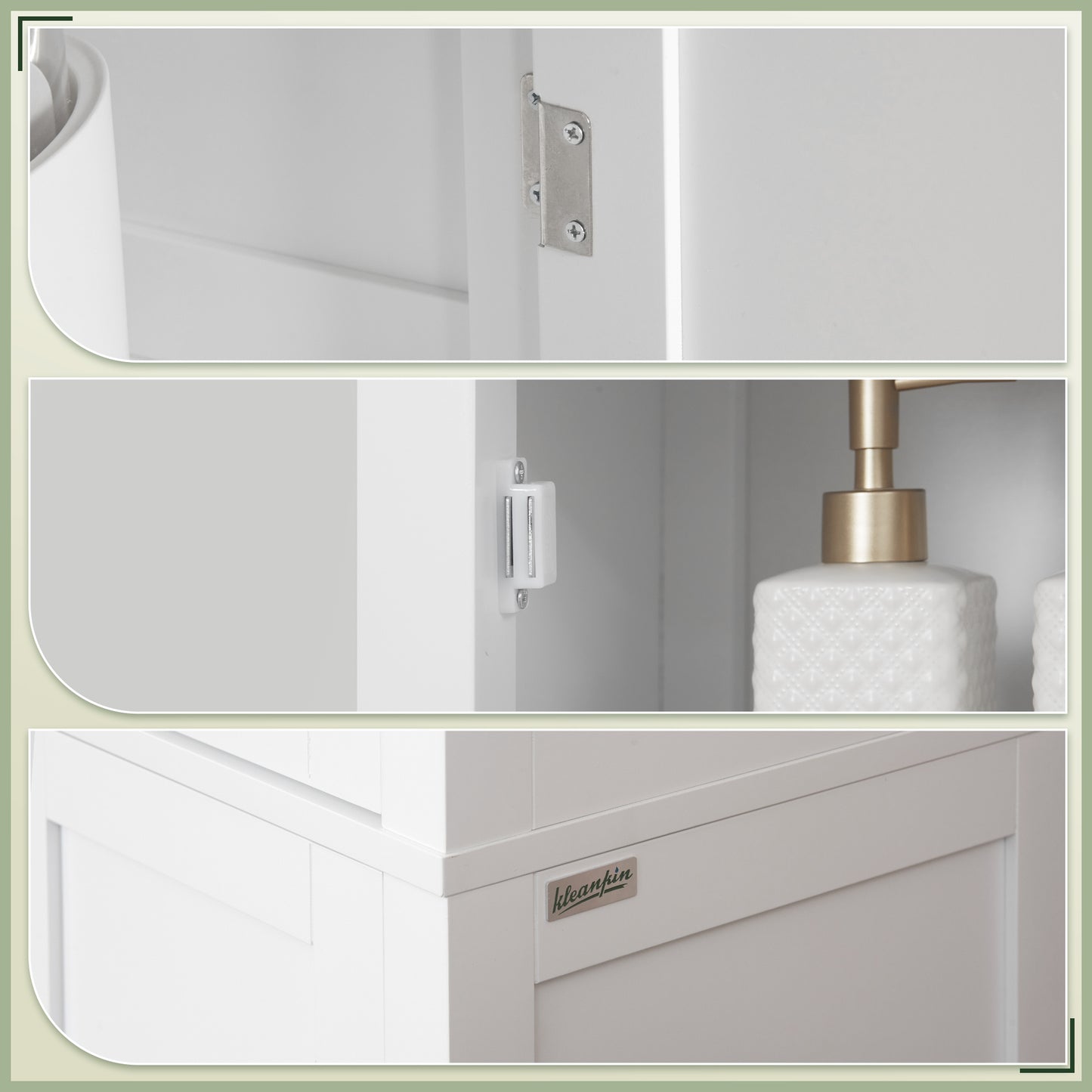 Tall Bathroom Storage Unit, Slim Bathroom Cabinet with Adjustable Shelves and Double Door, White