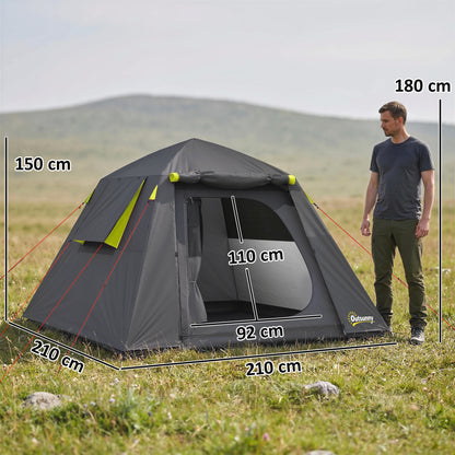 Camping Tent 3000mm Waterproof Tent with 2 Doors for 2 Person, Grey & Green