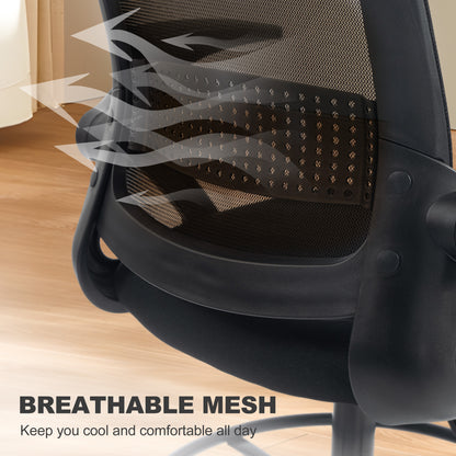 Painting Chair, Mesh Computer Desk Chair with Flip-up Armrests, Black