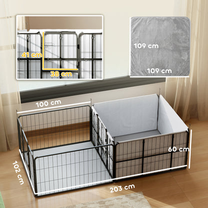 Seven-Panel Dog Whelping Box, Dog Playpen with Washable Whelping Pads, Wind-Resistant Fabric, for Small and Medium Dogs