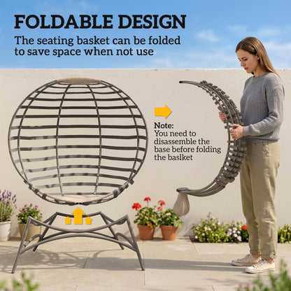 Egg Chair with Cushion & Side Pocket - Sand