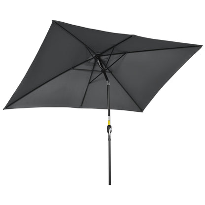 3x2m Garden Parasol Umbrella with Aluminium Pole, Tilt and Crank, Rectangular Outdoor Table Parasol Sun Shade for Patio