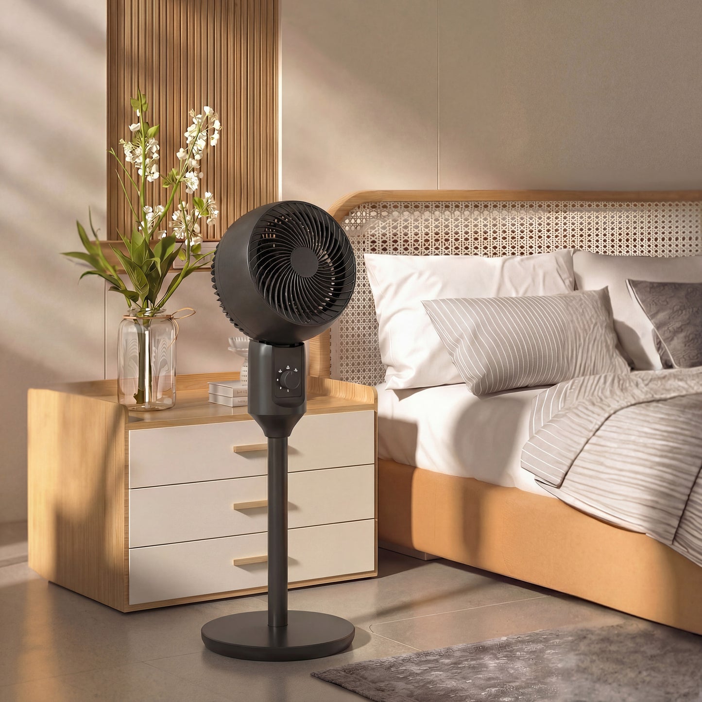 Air Circulator Fan Pedestal Cooling Fan with 3 Speed and Carry Handle, 9 Inch, Black