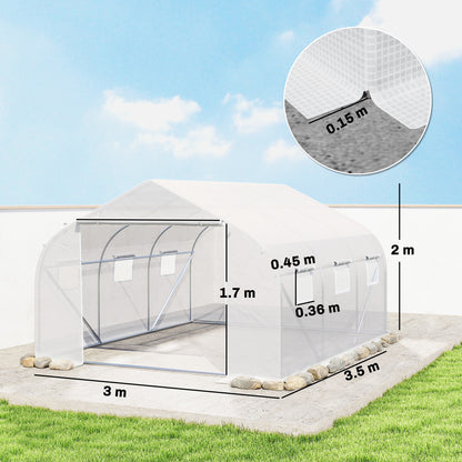 Walk-In Polytunnel Greenhouse Warm House Garden Tunnel Shelter Plant Shed with Door and Windows, Galvanised Steel Frame