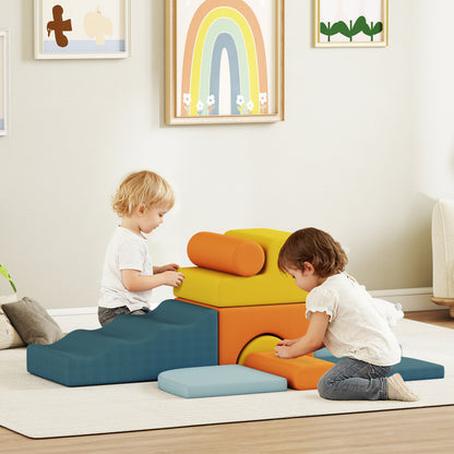 9-Piece Soft Play Set, Kids Soft Play Foam Blocks with Detachable Cover for Climbing and Crawling