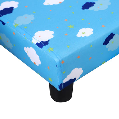 Toddler Chair Children's Armchairs Wood Frame w/ Footrest Anti-Slip Legs High Back Arms for Bedroom Playroom Cute Cloud Star