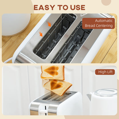 Stainless Steel Kettle and Toaster Set, 1.7L 3000W Fast Boil Kettle & 2 Slice Toaster Kitchen Set