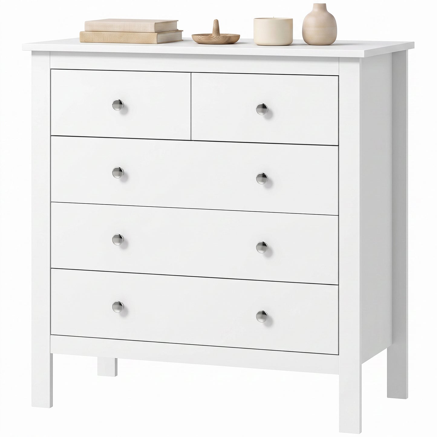 5 Drawer Chest of Drawers, Modern Dresser for Bedroom, Bedside Storage Cabinet