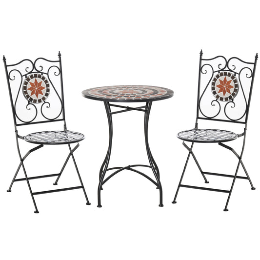 Three-Piece Mosaic Bistro Table Set - Multicoloured