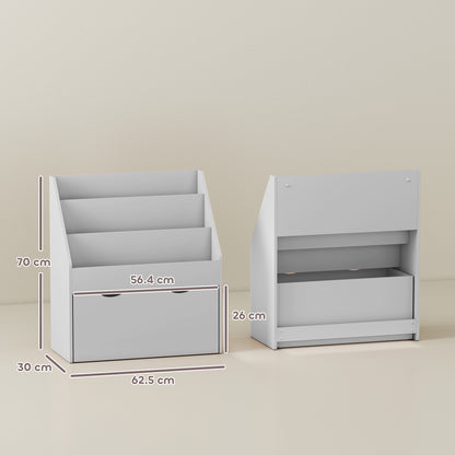 Bookcase for Kids with Shelves, Drawer, Bookcase for Bedroom, Playroom, Grey