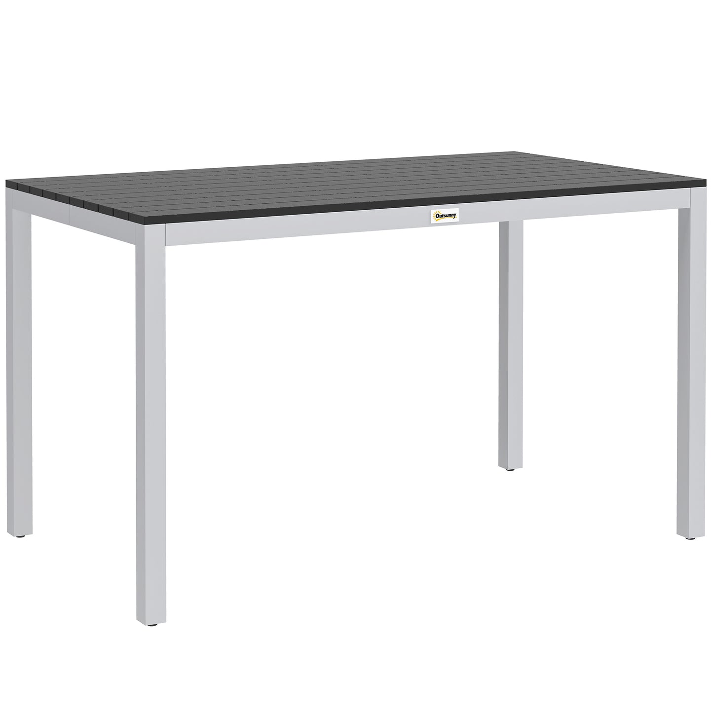 Garden Table for 4-6, 120 x 70 cm Outdoor Dining Table with Rust-Resistant Aluminium Frame, Easy Maintenance Slatted Top