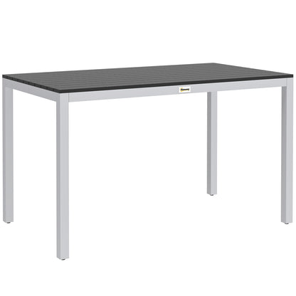 Garden Table for 4-6, 120 x 70 cm Outdoor Dining Table with Rust-Resistant Aluminium Frame, Easy Maintenance Slatted Top