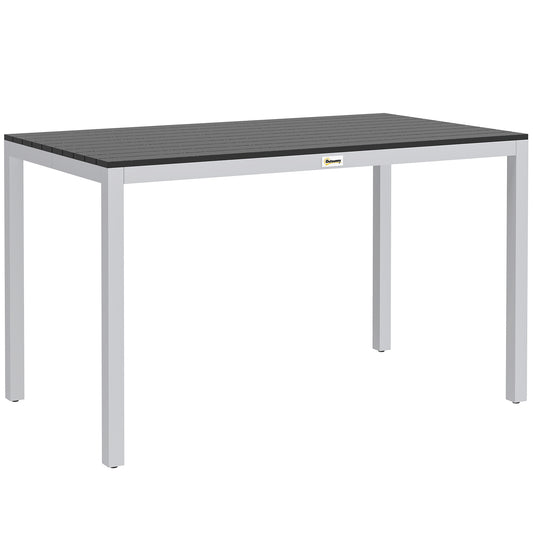 Garden Table for 4-6, 120 x 70 cm Outdoor Dining Table with Rust-Resistant Aluminium Frame, Easy Maintenance Slatted Top