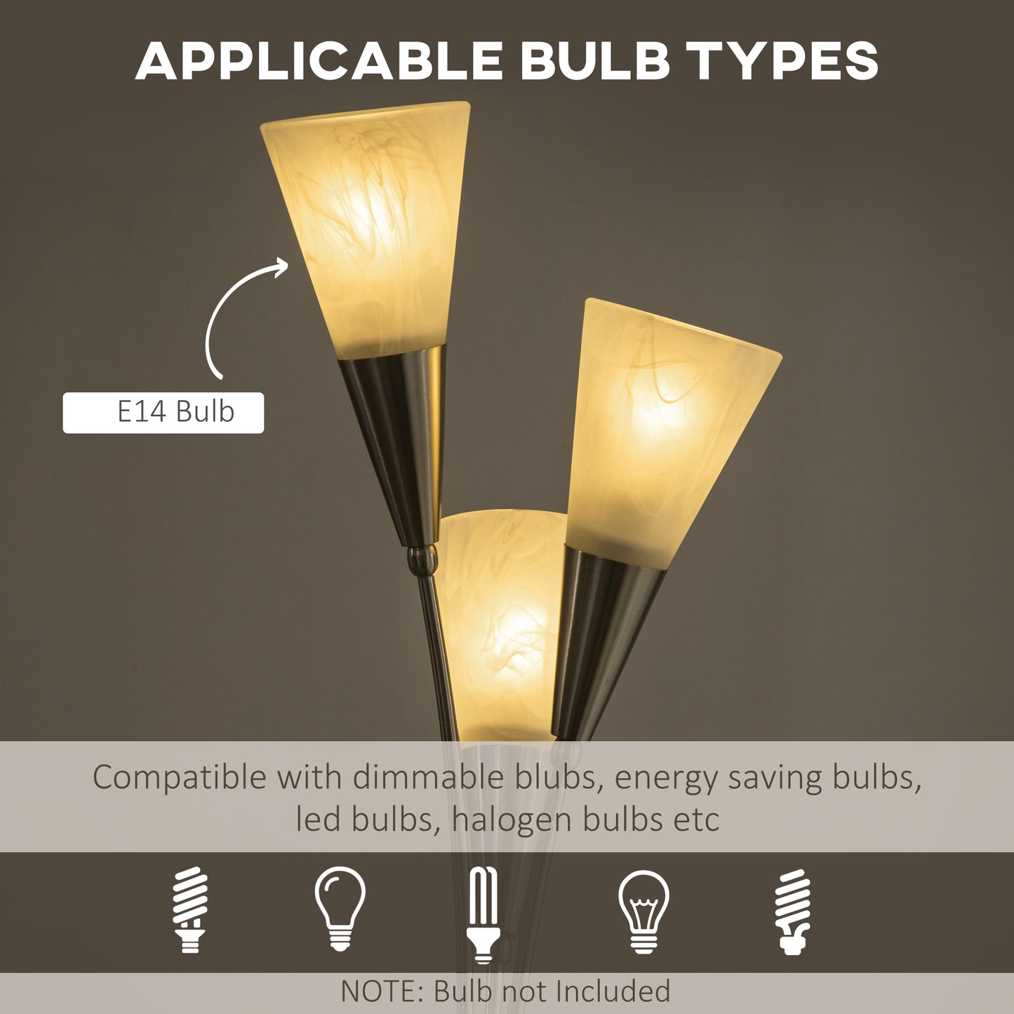 Modern Standing Lamp, 3-Light Upright Floor Lamps for Living Room, Silver Tone