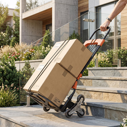 Heavy Duty Foldable Trolley on Wheels, Steel Folding Hand Truck, 75kg, Black and Orange