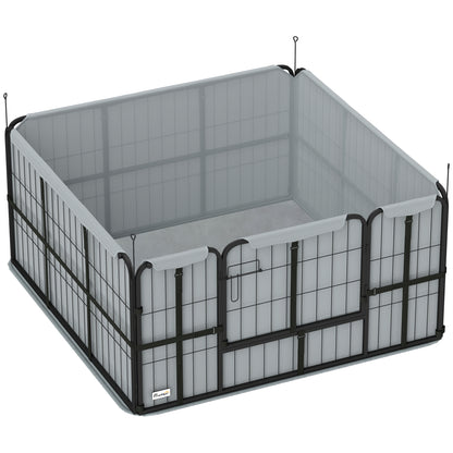 Steel Dog Whelping Box with Washable Whelping Pad, Wind-Resistant Cloth, for Small, Medium Dogs, 122 x 122 x 60cm