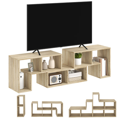Three-Block Modular TV Stand - Grey Wood-Effect