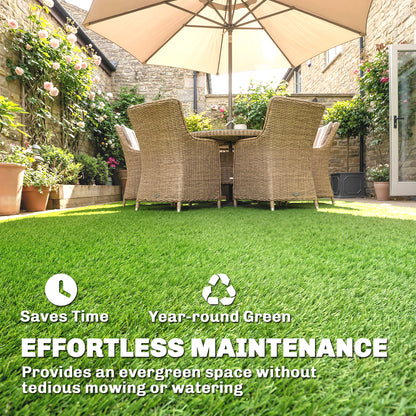 Artificial Grass Turf Low Maintenance Realistic Lawn Pet Turf with Drain Holes for Garden 1m x 4m Green