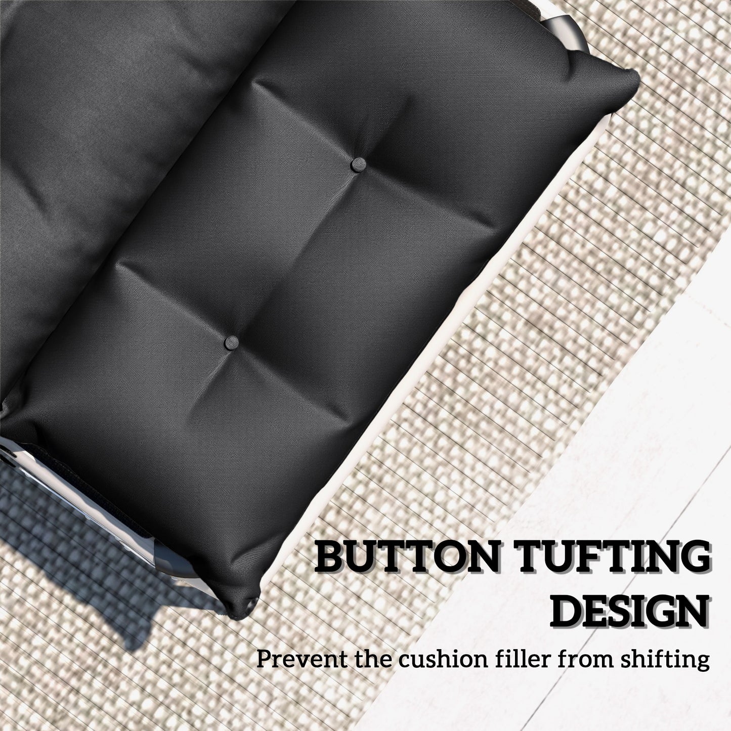 Set of Two 190 x 56cm Sun Lounger Cushions - Black