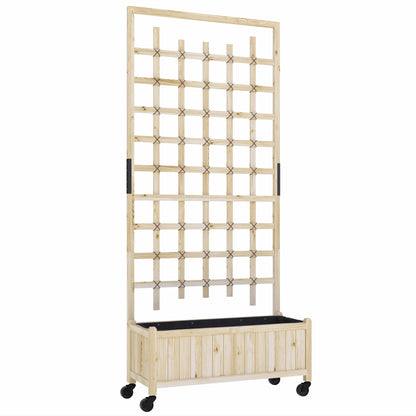Wooden Trellis Planter, Raised Garden Bed with Wheels, to Climb and Grow Vegetables, Herbs and Flowers, Natural